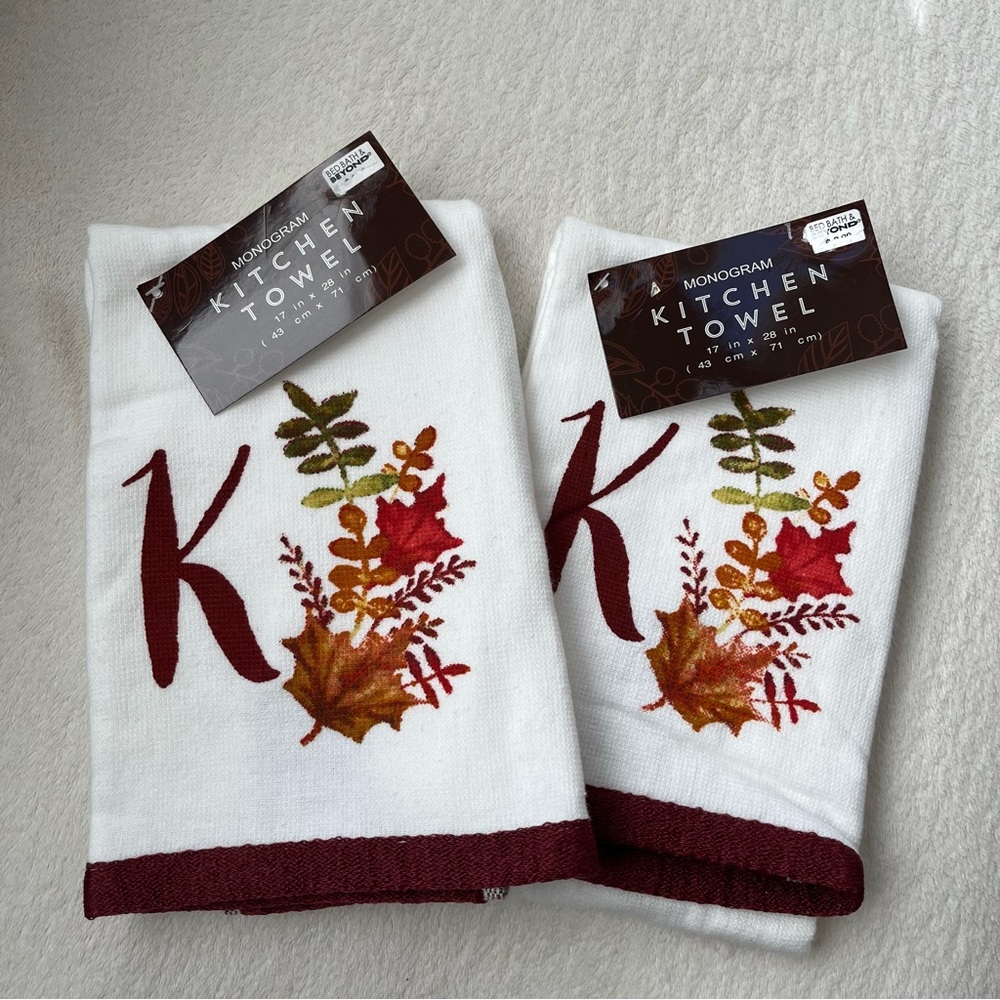 Monogram “K” kitchen towels.